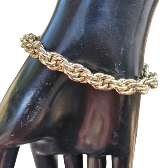 Vintage Chunky Gold Rope Chain Tassel Charm Bracelet - Picture 3 of 6